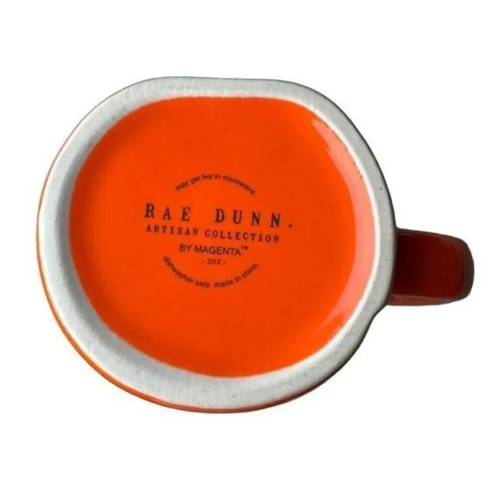 NWT 2/$20 Rae Dunn Happy‎ Halloween Mug Orange Ceramic Artisan Farmhouse